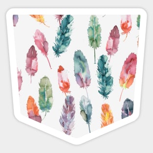 Pocket - WATERCOLOR BOHO FEATHERS Sticker